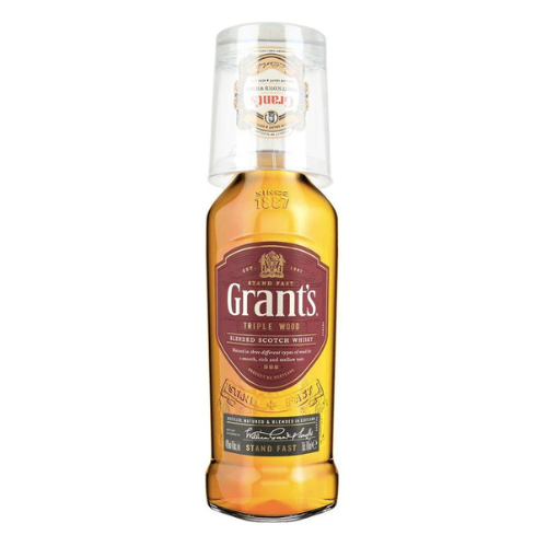 Booze bazaar (80) Grants Triple Wood 750ml With Glass - Image 1